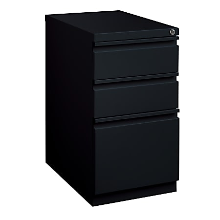 File Cabinet Mobile Pedestal 3-Drawer Matte Metal Silver Pulls Locking