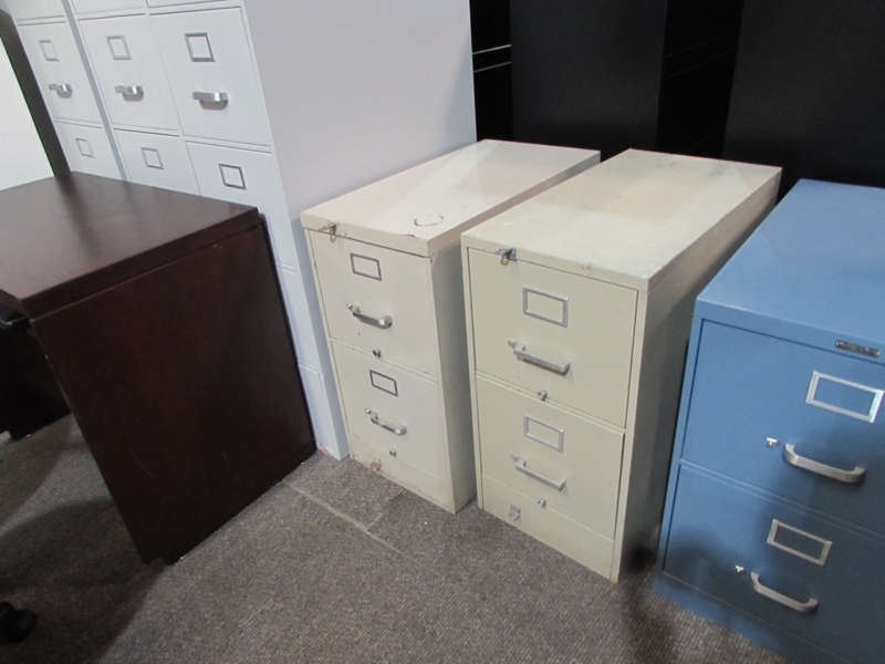 File Cabinet Putty Finish Steel Construction Recessed Handles
