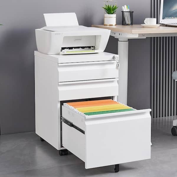 File Cabinet Recessed Handles Sleek White Office Organization Solution