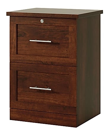 File Cabinet Reddish Brown Wood Silver Hardware Traditional Storage