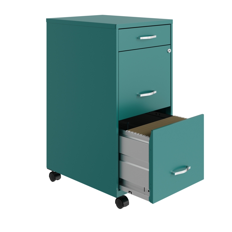 File Cabinet Teal Finish Vibrant Metal Office Furniture