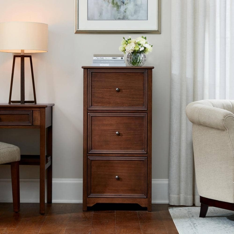 File Cabinet, Walnut Brown Wood Toned, Bar Pulls, Transitional Storage.