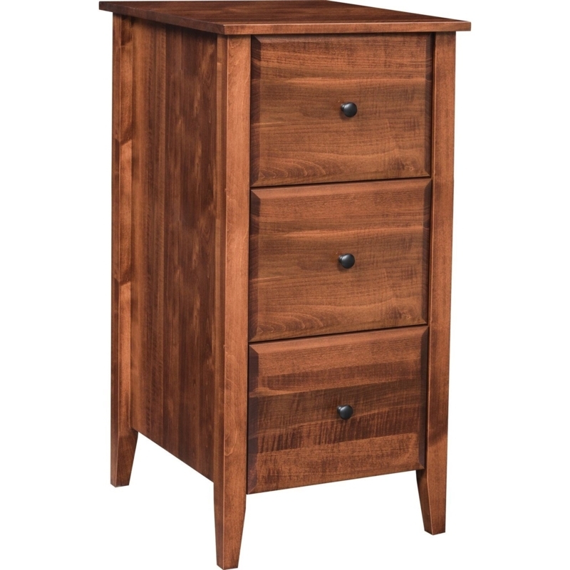 File Cabinet, Warm Cherry Wood Toned, Knob Pulls, Beveled Top, Traditional.