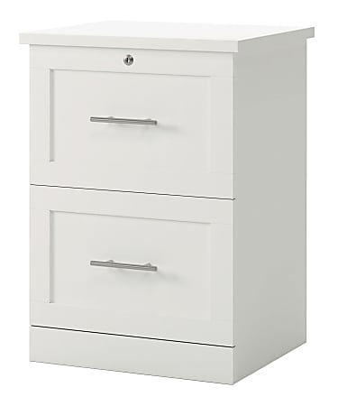 File Cabinet White Finish Arched Handles Minimalist Office Storage
