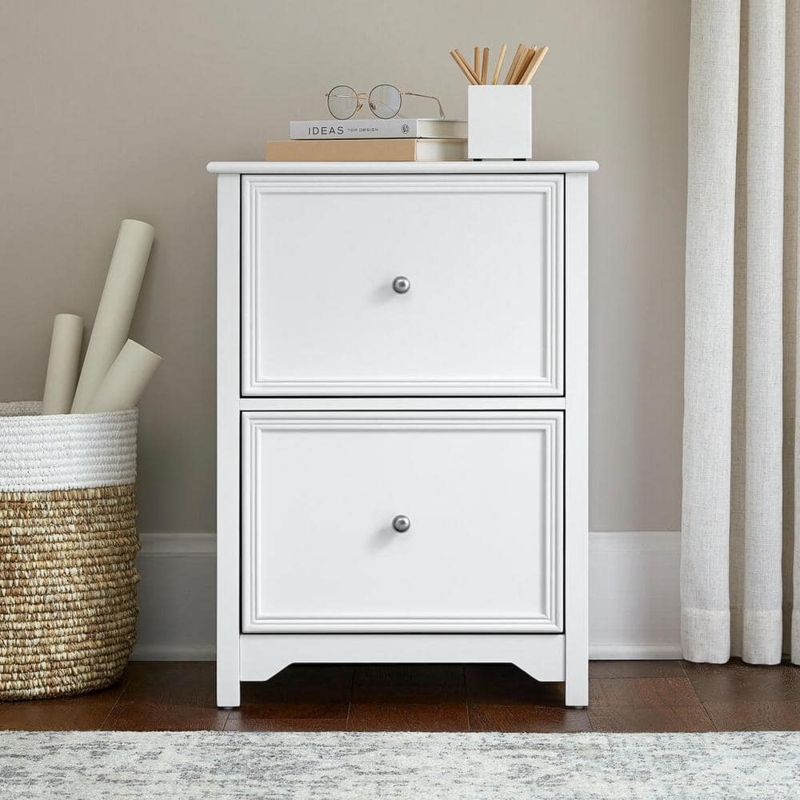 File Cabinet White Metal Cup Pulls Transitional Home Office