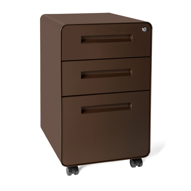 File Cabinet with Rounded Corners, Minimalist Curved Metal Storage