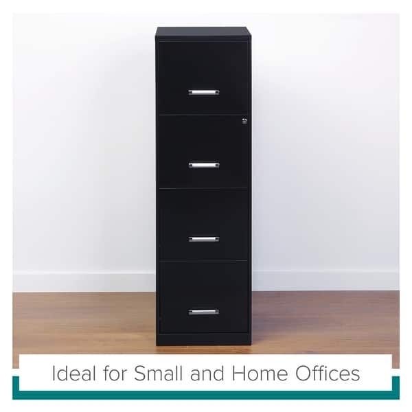 Filing Cabinet 4-Drawer Vertical Metal Slim Profile Minimalist Layout