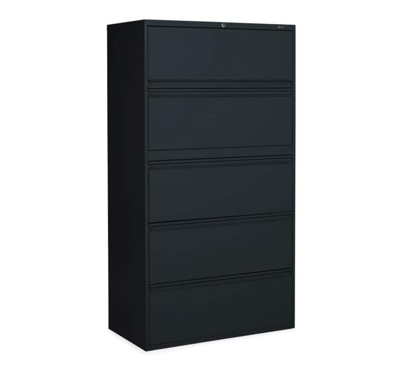 Filing Cabinet Five Drawers Vertical White Finish Recessed Handles