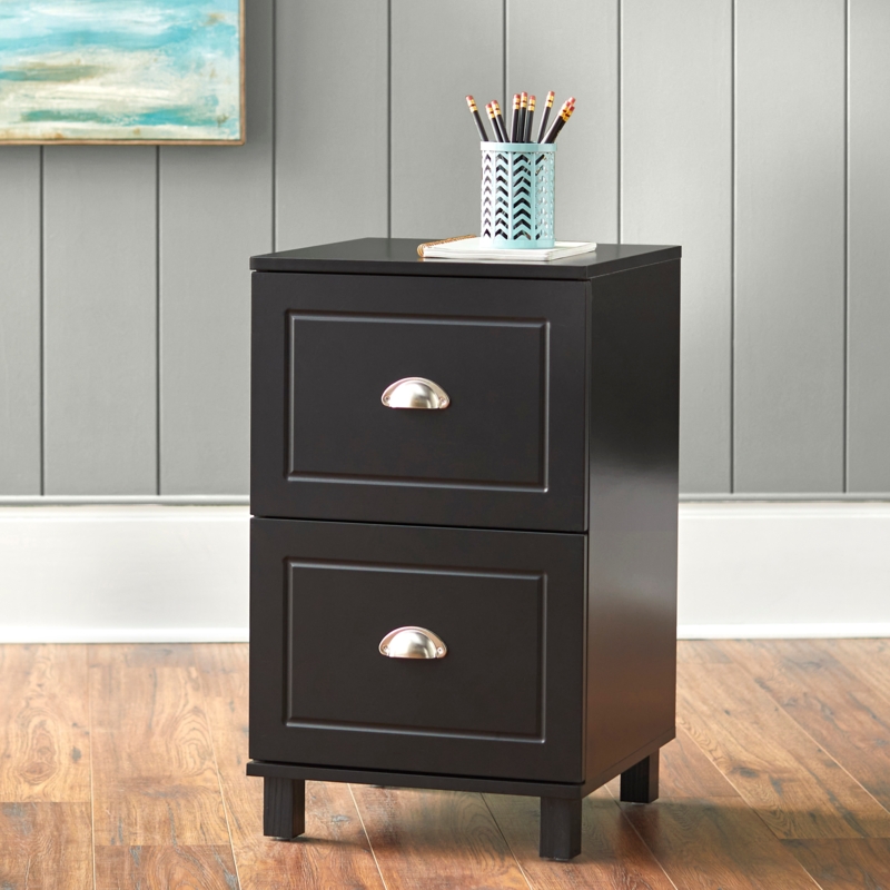 Filing Cabinet Matte Finish Tapered Legs Cutout Pulls Minimalist