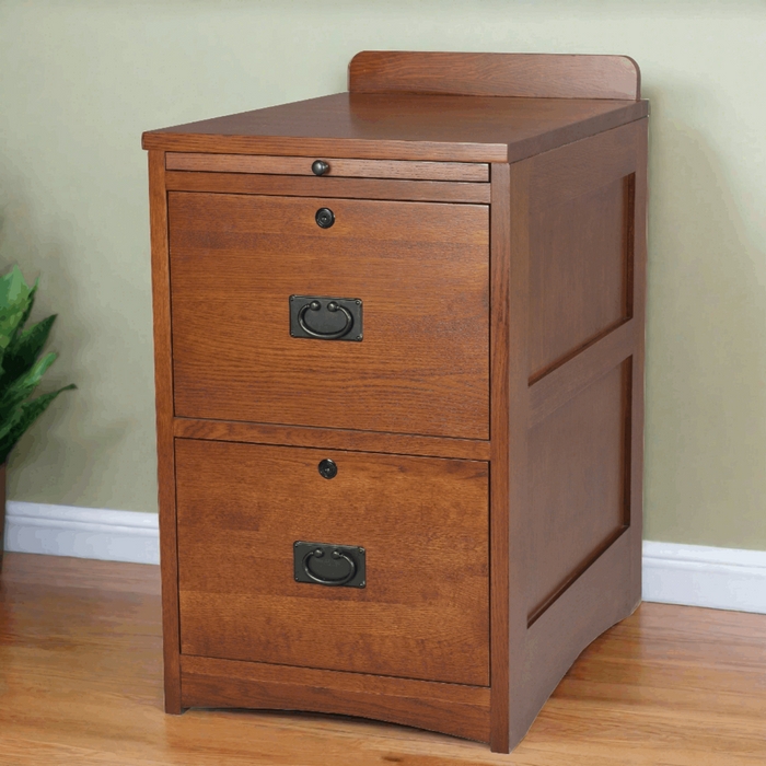 Filing Cabinet Mission Style Slatted Sides Pull Out Tray Wood