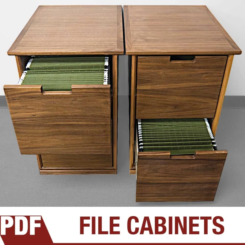 Filing Cabinet Modern Walnut Plywood Handleless Two Drawer Minimalist