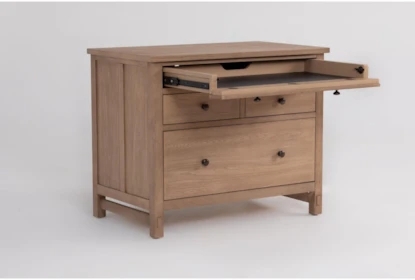 Filing Cabinet, Natural Wood Finish, Locking Top Drawer, Recessed Plinth.