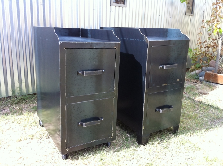 Filing Cabinet Weathered Patina Multi Drawer Configuration Metal