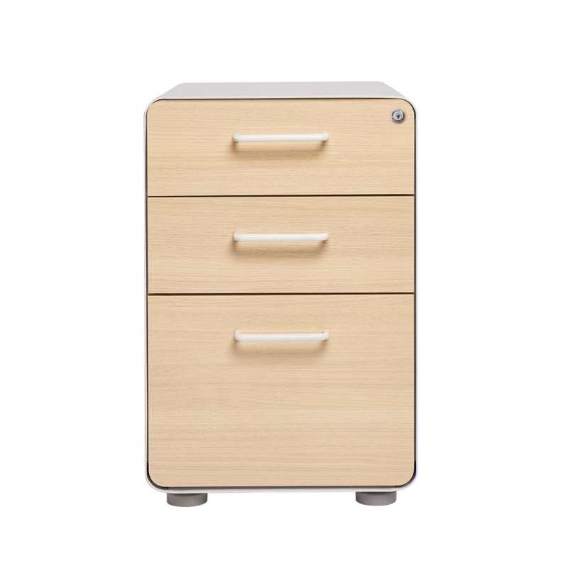 Filing Cabinet, White Metal with Rounded Corners, Locking Rolling File.