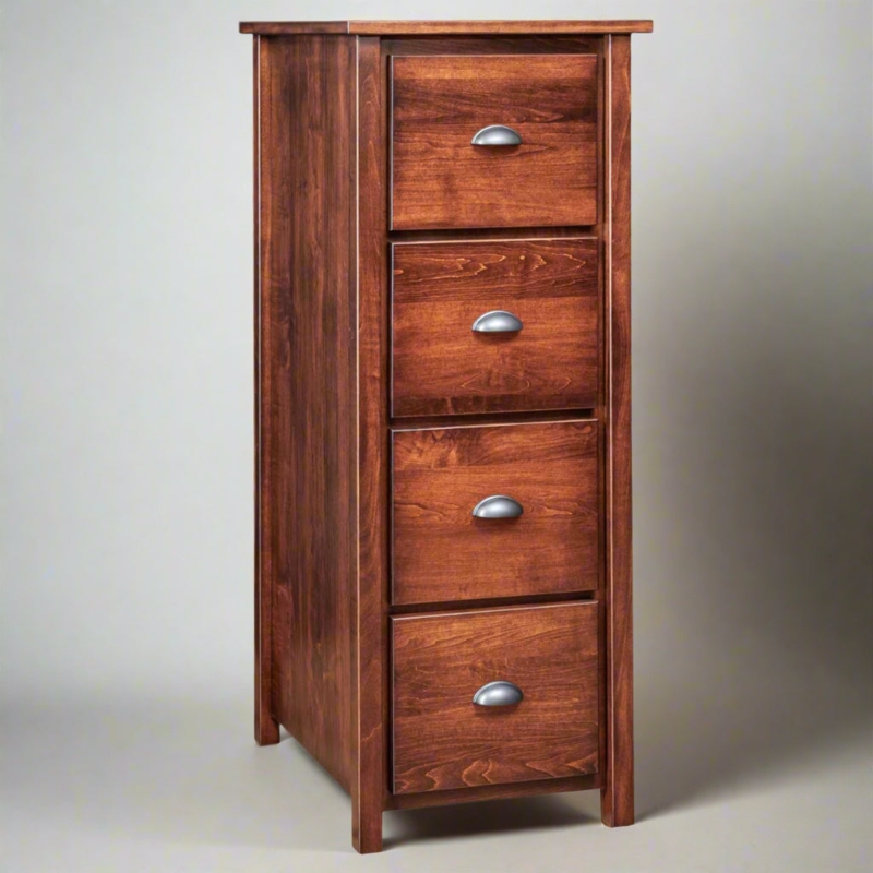 Filing Cabinet with Mission Slats, Four Drawers, Mission Style Wood