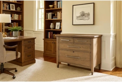 Filing Cabinet with Reeded Drawer Fronts, Modern Reeded Wood Cabinet