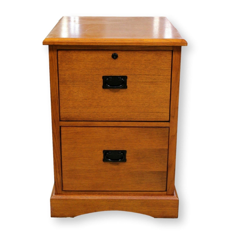 Filing Cabinet with Slatted Sides, Medium Brown, Mission Style Storage