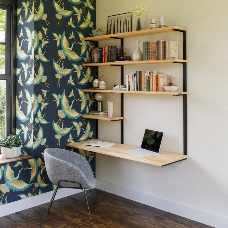 Floating Desk Ladder Frame Black Metal Industrial