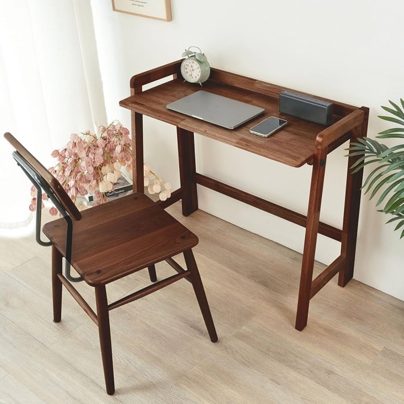 Foldable Writing Desk Mid Century Modern Compact Small Space