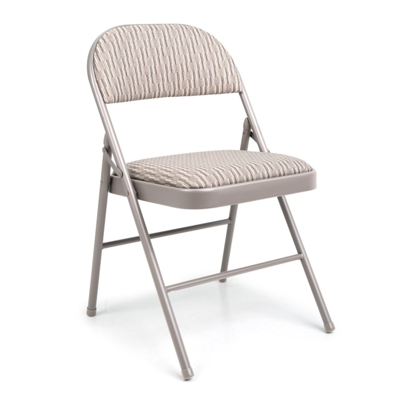 Folding Chair Blue Padded Seat & Back Metal Frame