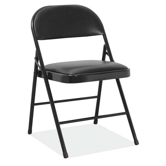 Folding Chair Padded Black Vinyl Seat & Back Metal