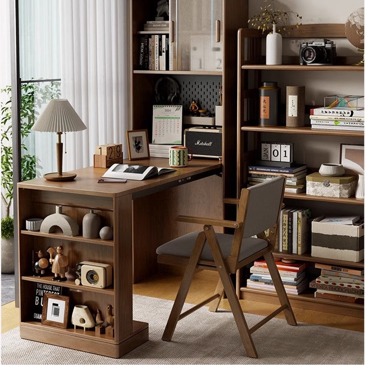 Folding Desk Integrated Shelving White Cubby Storage Compact Secretary
