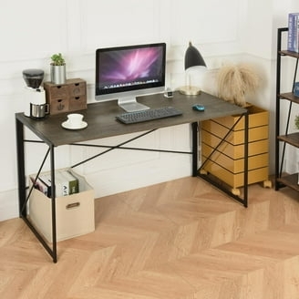 Folding Desk Two-Tier, X-Frame Design with Wood Top Surface