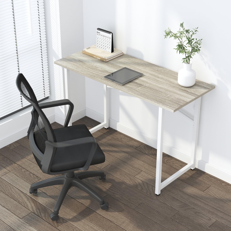 Folding Desk, X-Frame with Light Wood Top for Home Office