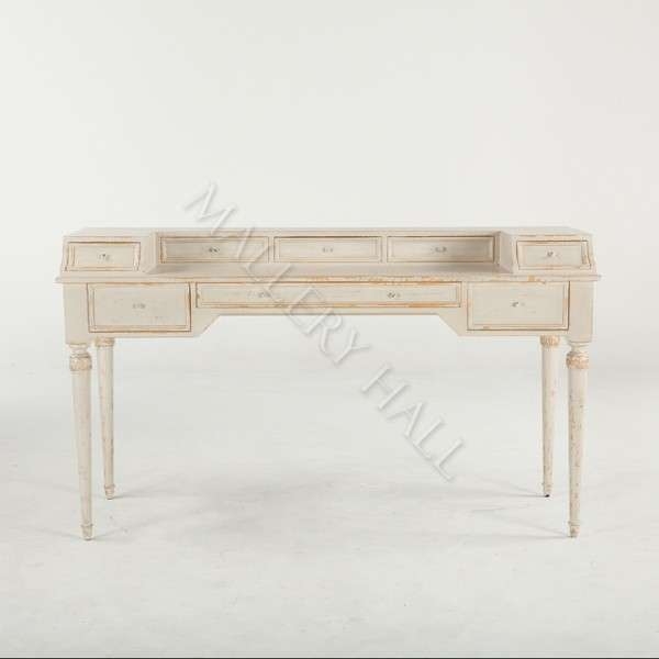 French Country Writing Desk with Hutch and Distressed Finish