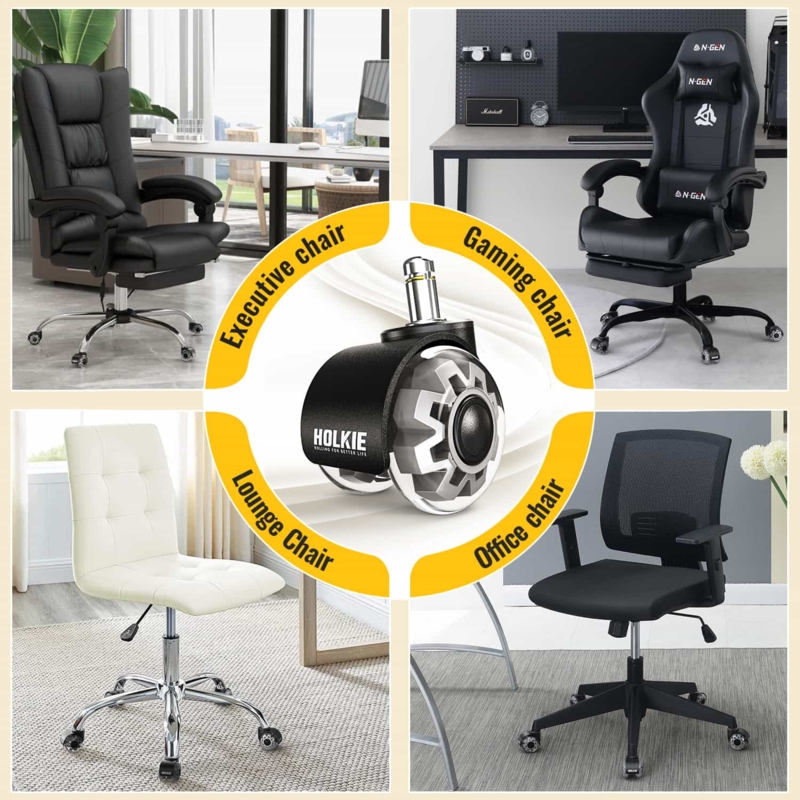 Furniture Casters Dual Wheel Gray Rubber-Like Tread Silver Stem