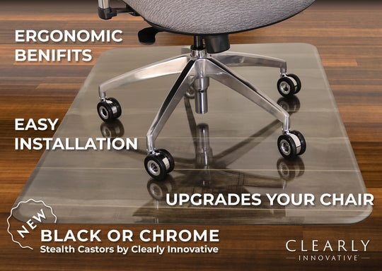 Furniture Casters Rollerblade Style Chrome Bracket Black Wheels