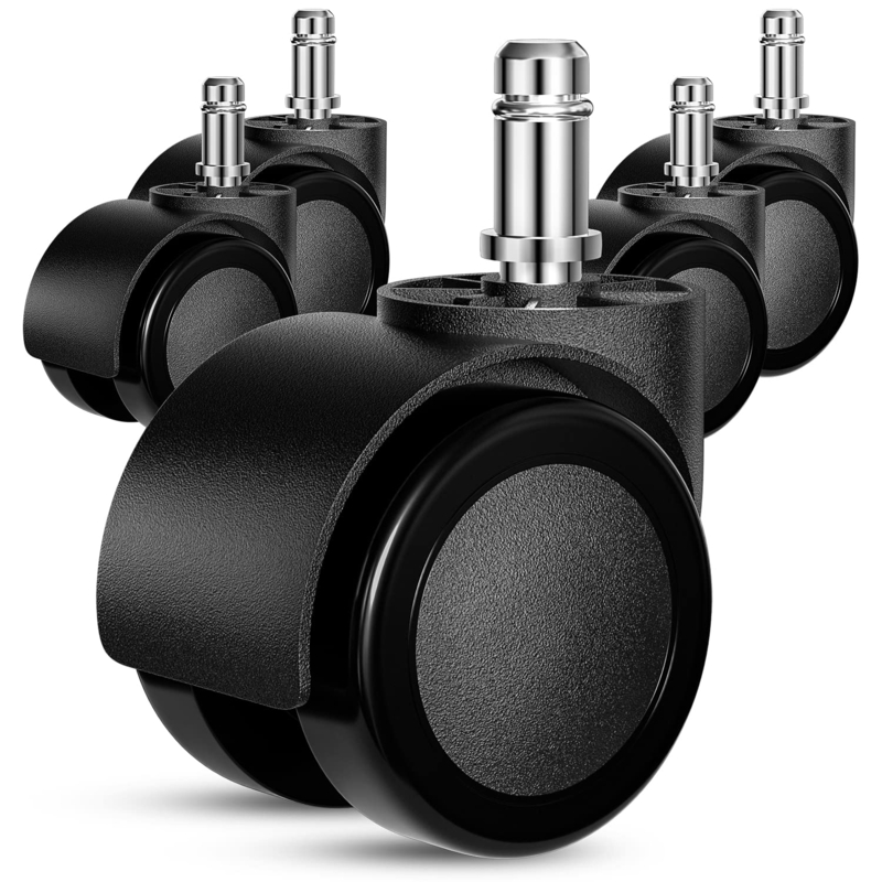 Furniture Casters Twin Wheel Grip Ring Stem Black Matte Finish
