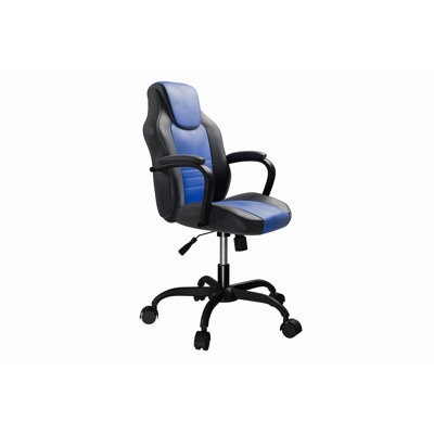 Gaming Chair Racing Style Black And White Accents Padded Arms