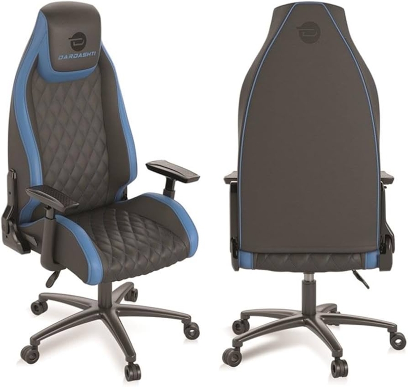 Gaming Chair with Cobalt Blue Accents & Diamond Quilted Stitching