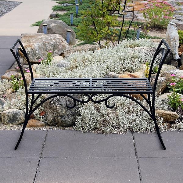 Garden Arbor Bench Arched Top Wrought Iron Scrollwork Detail
