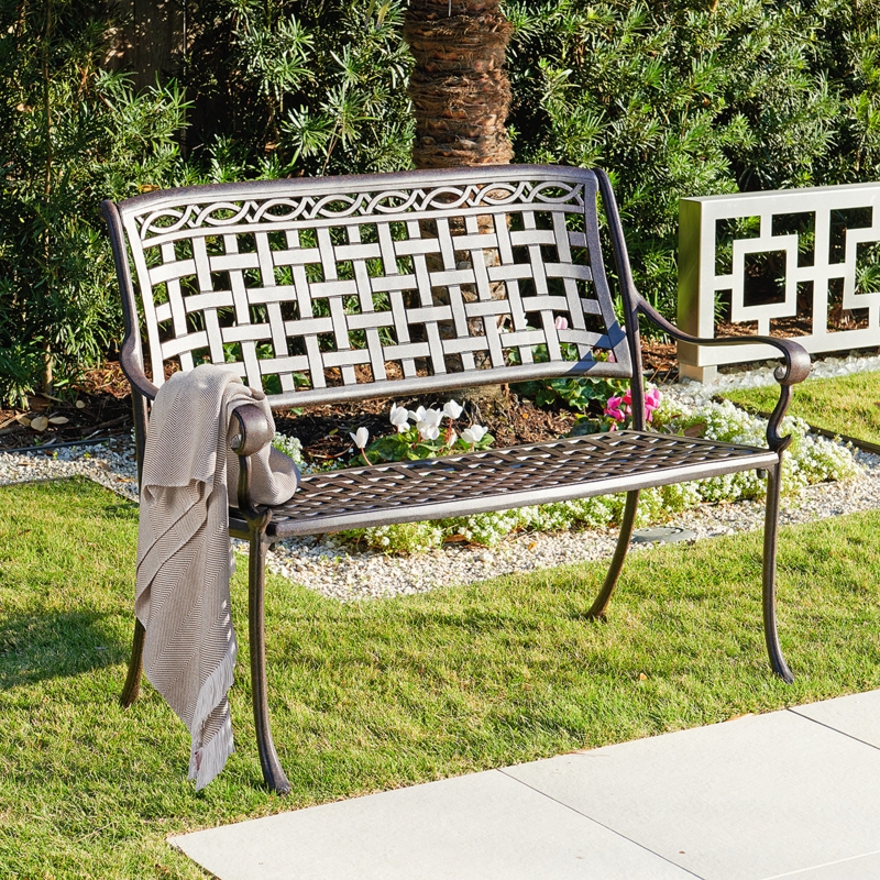Garden Bench Cast Aluminum Scrollwork Bronze Traditional Seating