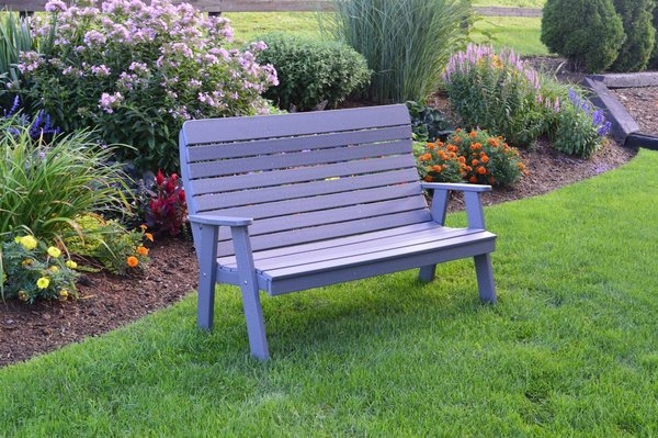 Garden Bench Ebony Finish Vertical Slats Minimalist Modern Seating