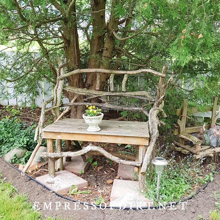 Garden Bench Log Construction Branch Work Rustic Cottage Seating