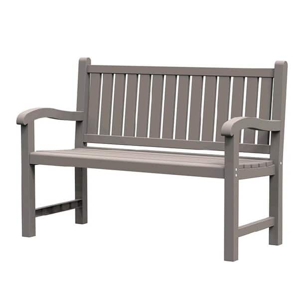 Garden Bench Resin Slats Metal Frame Transitional Patio Seating
