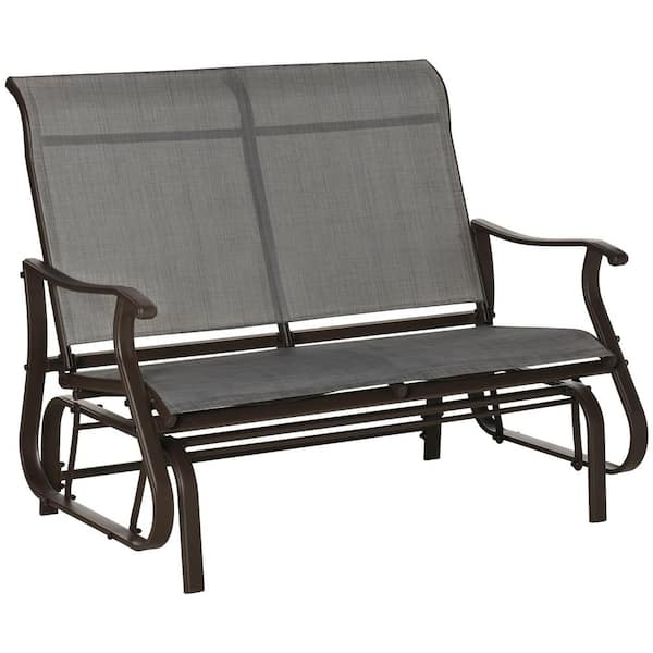 Glider Bench featuring Mixed Grey Woven Fabric and Charcoal Frame