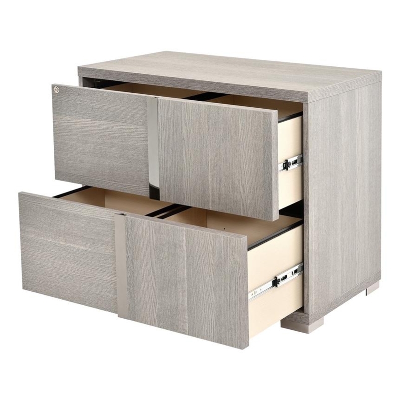 Gray Lateral File Cabinet, Slim Bar Pulls, Modern Home Office Storage