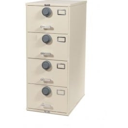 Grey Filing Cabinet Metal Four Drawers Integrated Pulls Secure Storage
