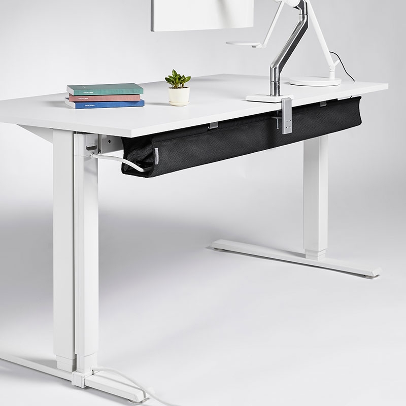 Grey Textile Mesh Cable Management Basket for Neat Desks