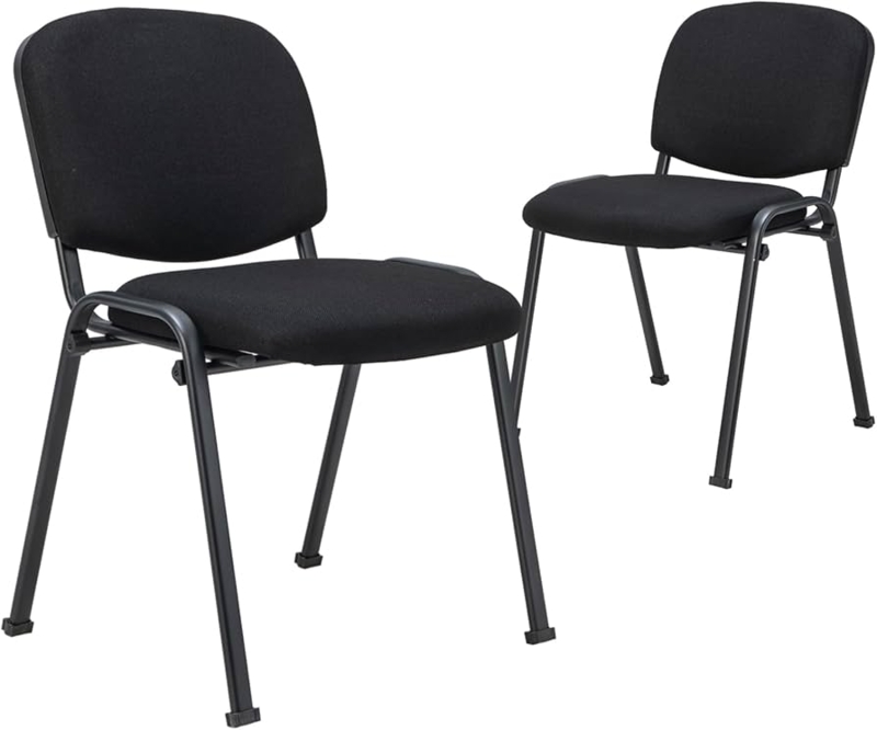 Guest Chair, All-Black Upholstery with Sled Base, Set of 2