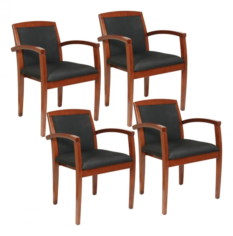 Guest Chair Blonde Wood Frame Charcoal Upholstery Integrated Arms Set