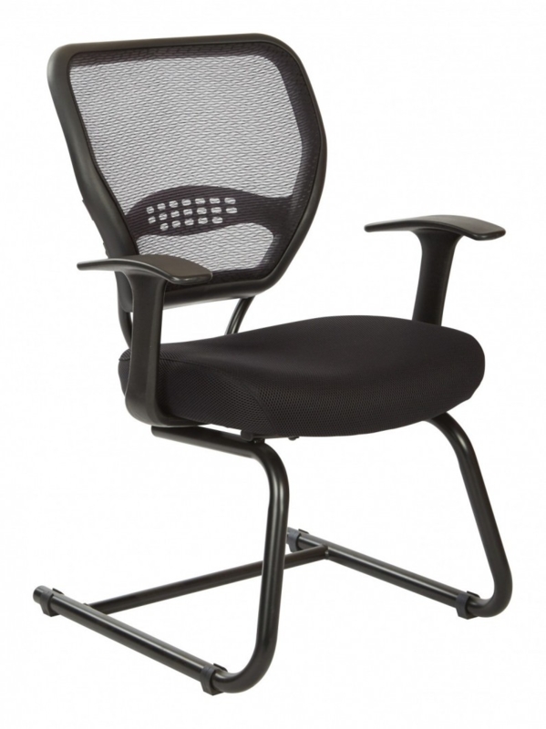 Guest Chair Gray Textured Upholstery Polished Chrome Sled Base Modern