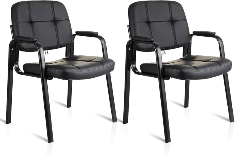 Guest Chair Pair Black Sled Base Reception Seating
