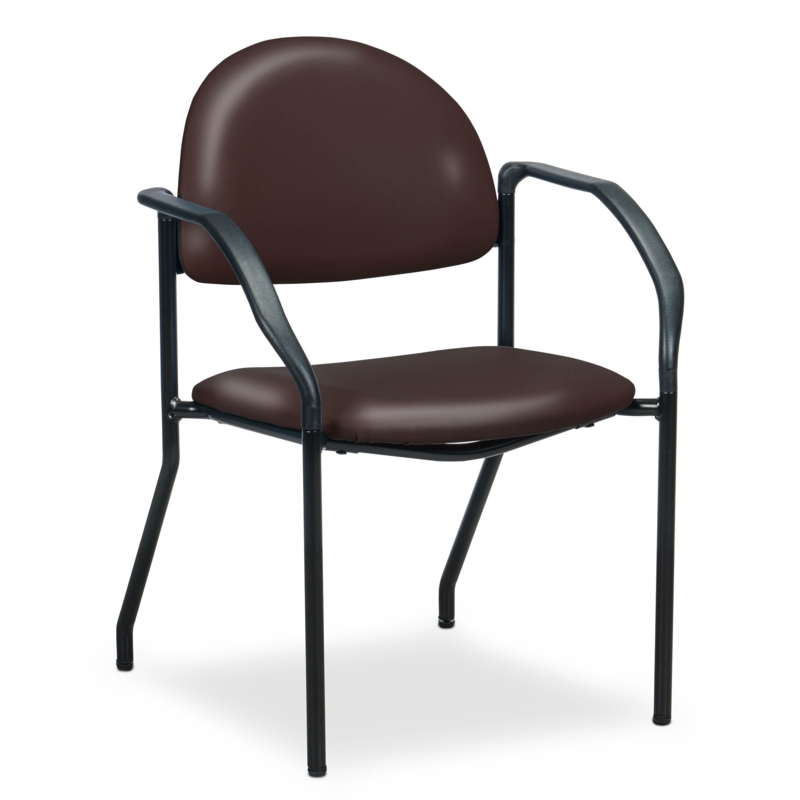 Guest Chair with Curved Armrests, Minimalist Metal Frame