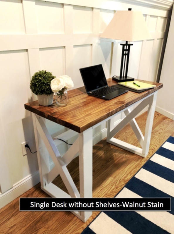 H-Stretcher Base Writing Desk with Rustic Wood Finish