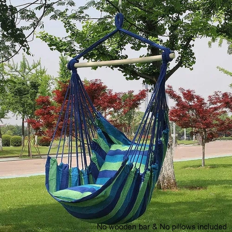 Hammock Chair Emerald Green Rope Macrame Fringe Diamond Weave Bohemian Garden